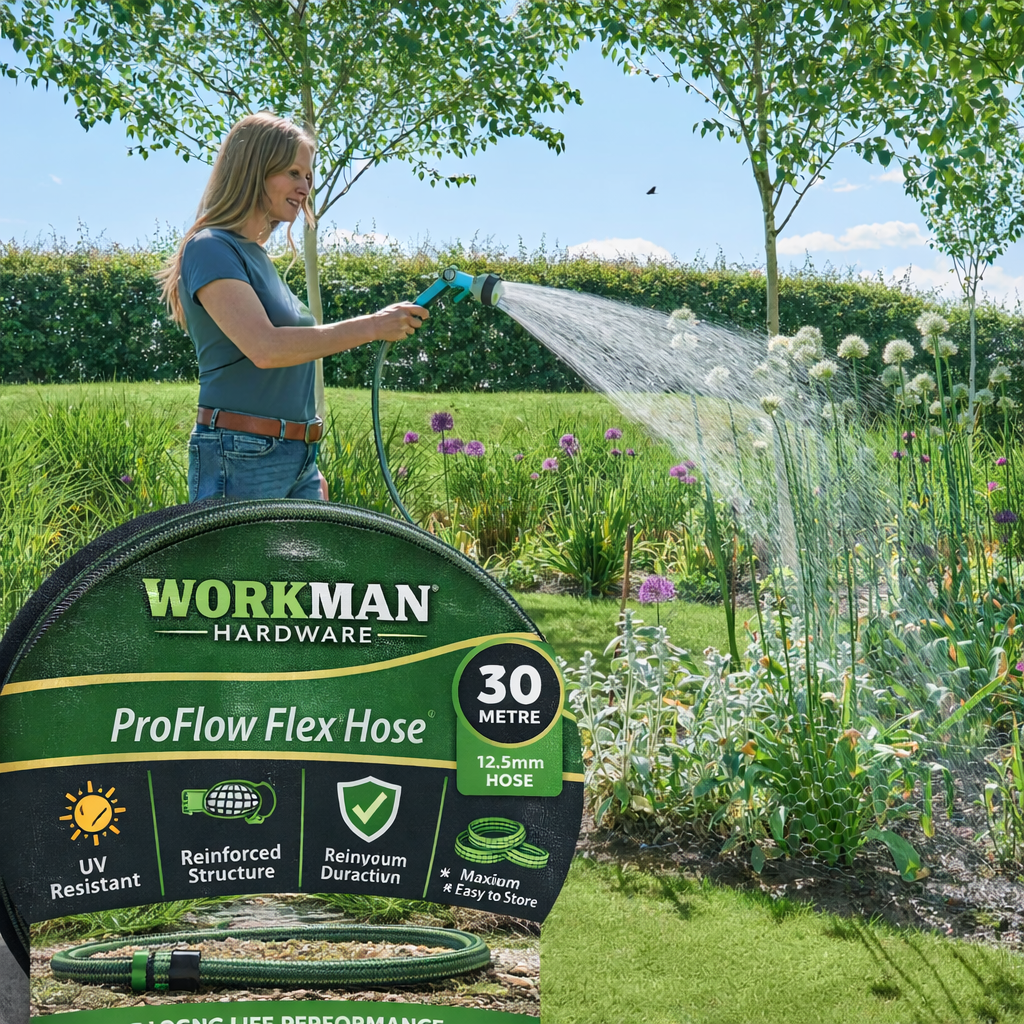Workman 30m Garden Hose 12.5mm – Anti-Kink UV Resistant Heavy Duty